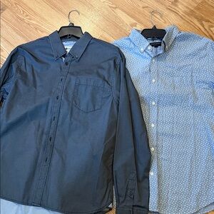 Men's Black and Gray Casual Button-Down Shirts